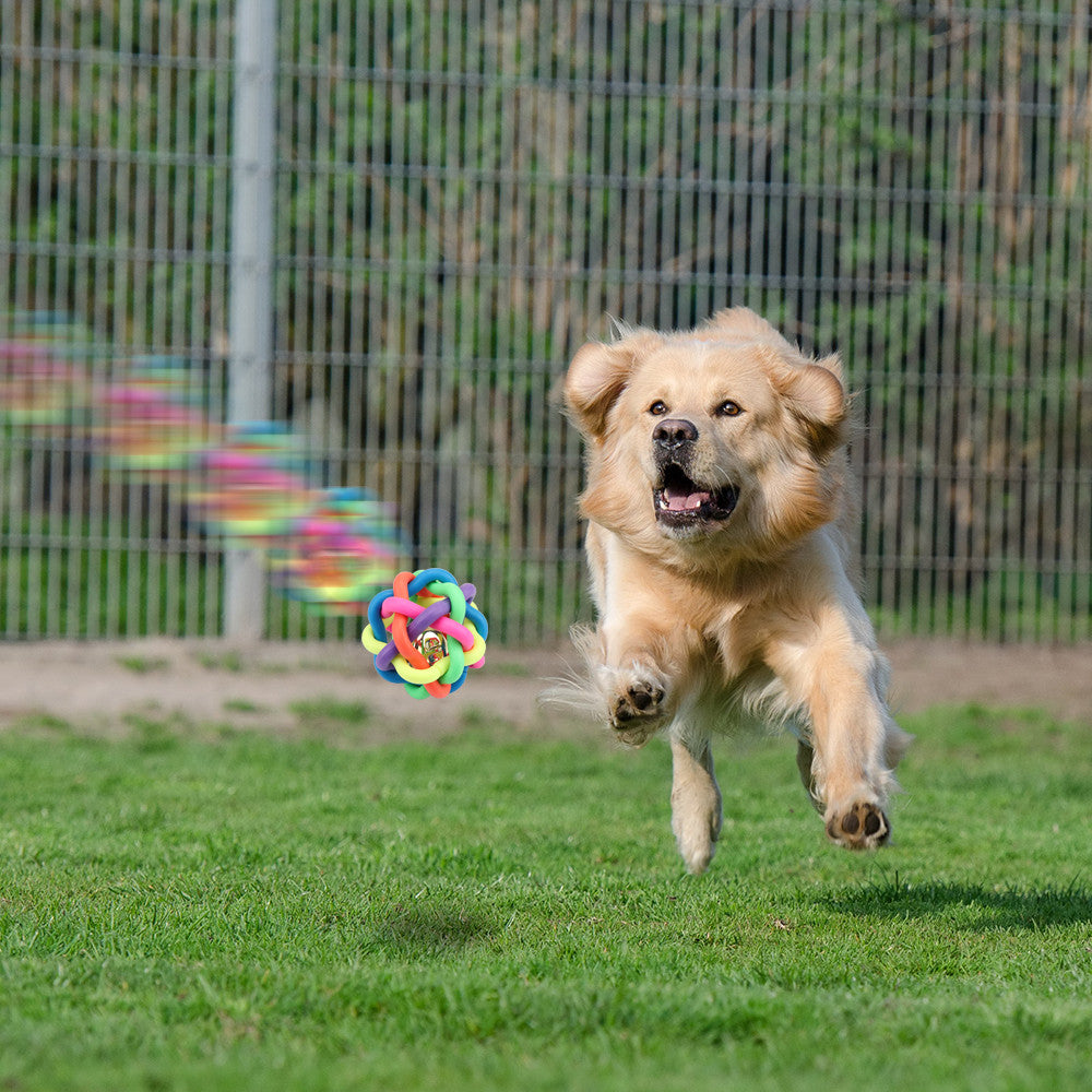 Colorful Toy Rubber Ball With Interactive Bell for Cats And Dogs