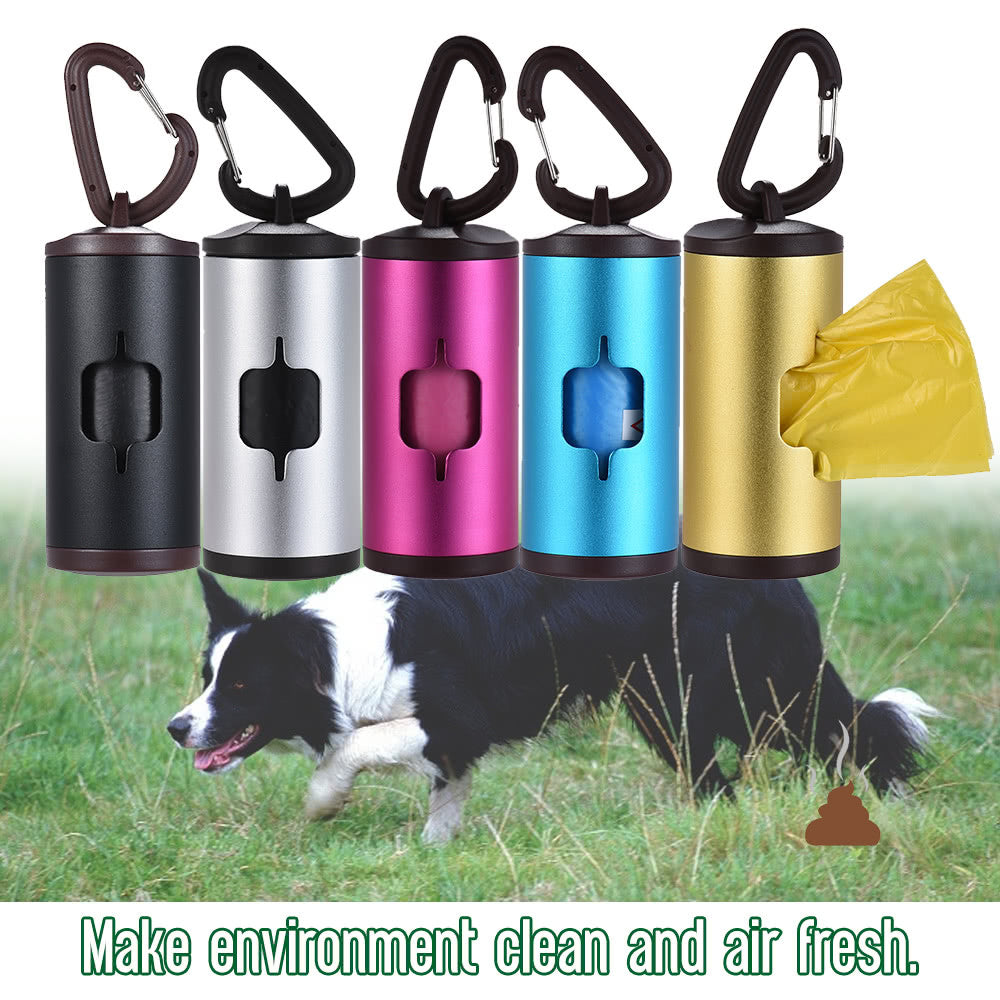 Fashionable And Durable Aluminum Poop Bag Dispenser With 15 Waste Bags