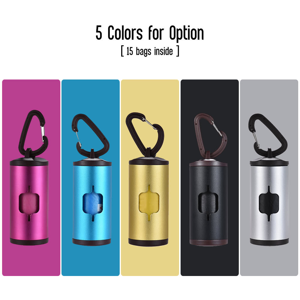 Fashionable And Durable Aluminum Poop Bag Dispenser With 15 Waste Bags