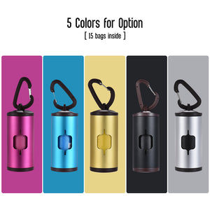 Fashionable And Durable Aluminum Poop Bag Dispenser With 15 Waste Bags