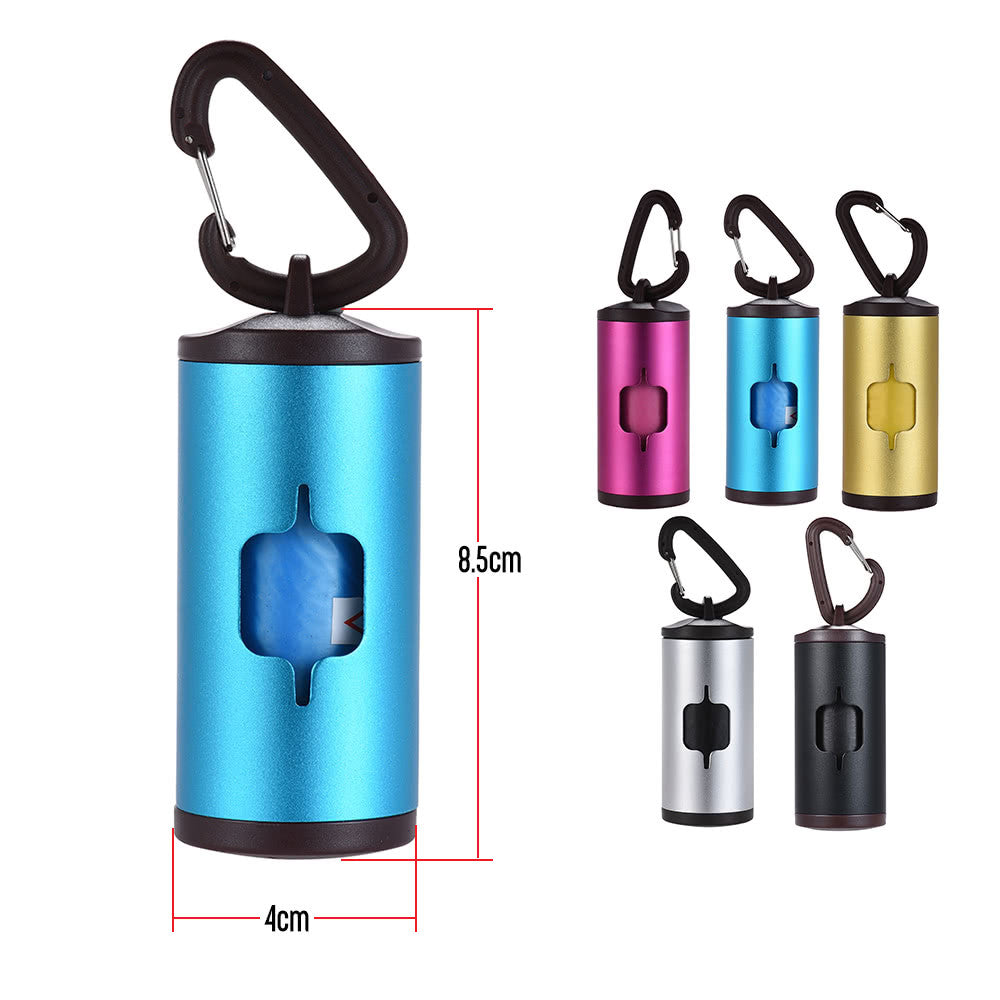 Fashionable And Durable Aluminum Poop Bag Dispenser With 15 Waste Bags